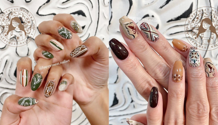 秋冬美甲_秋冬指甲_顯白秋冬美甲.